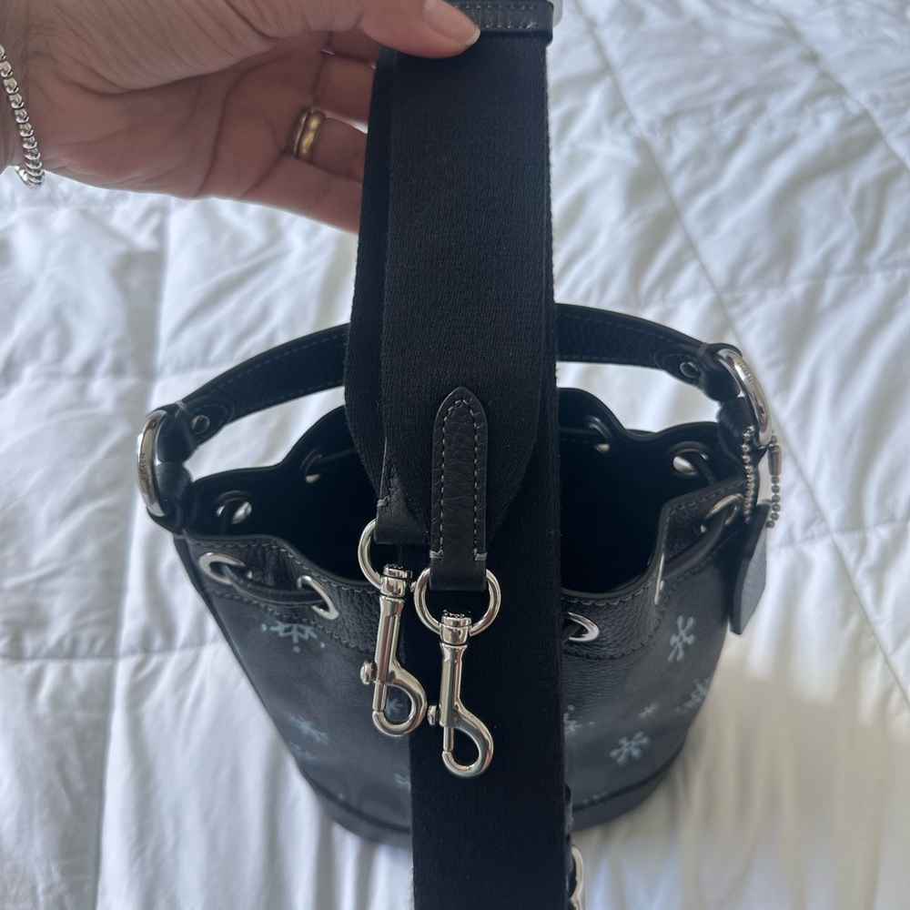 Coach Black and Light Blue Patterned Bucket Bag - Picture 8 of 8